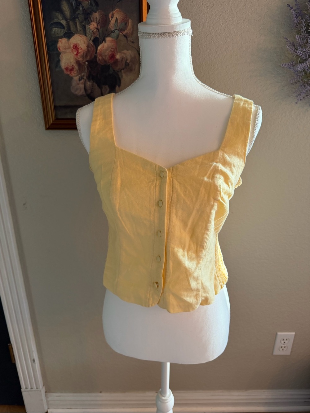 Old Navy Yellow Button-Front Square Neck Crop Top